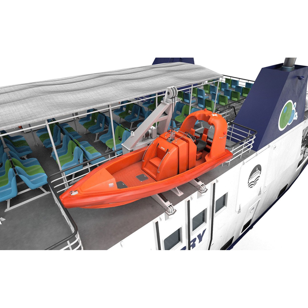 Ro-Pax Ferry 3D Model – High Detail Passenger Vessel, FBX, Game Ready - View 10