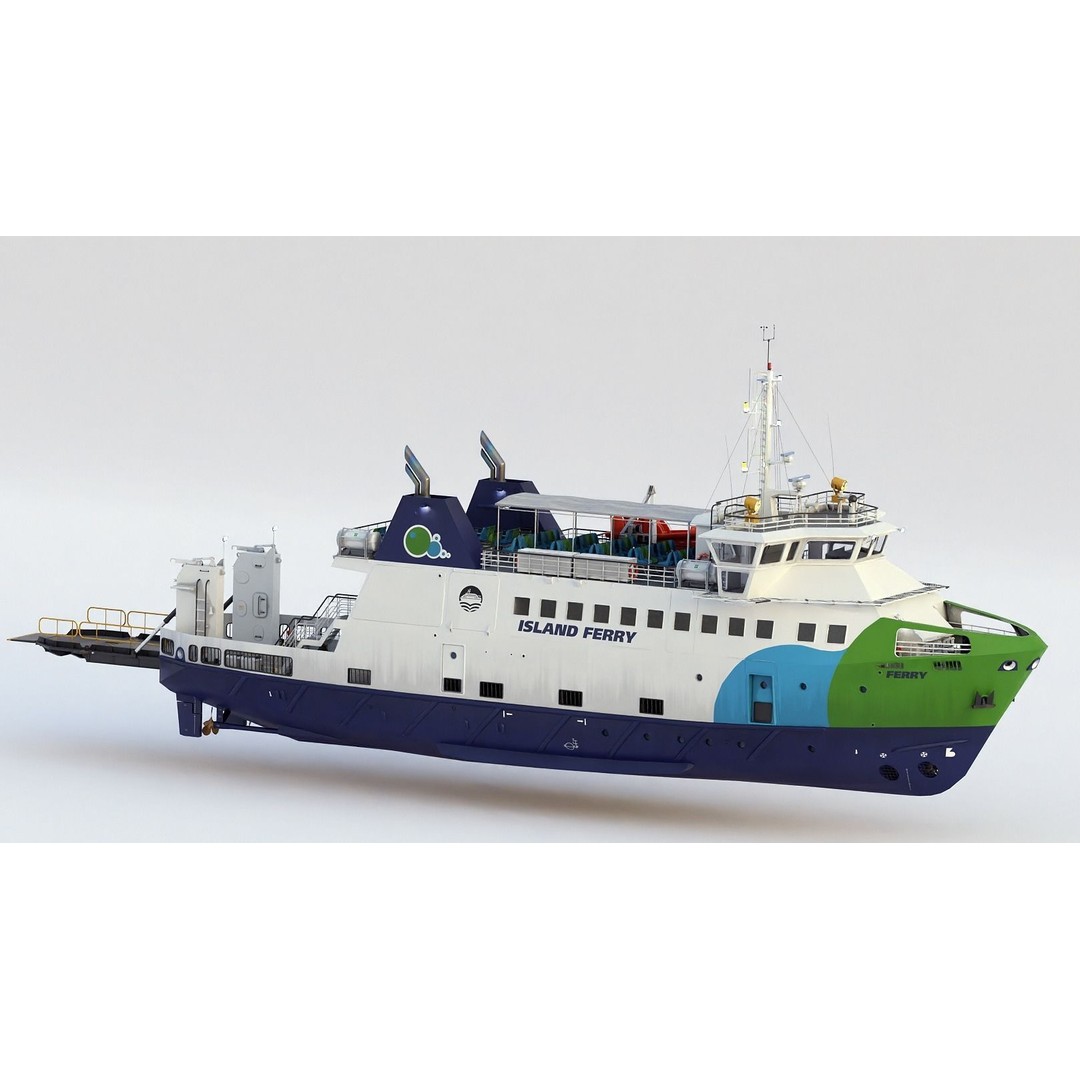 Ro-Pax Ferry 3D Model – High Detail Passenger Vessel, FBX, Game Ready - View 11