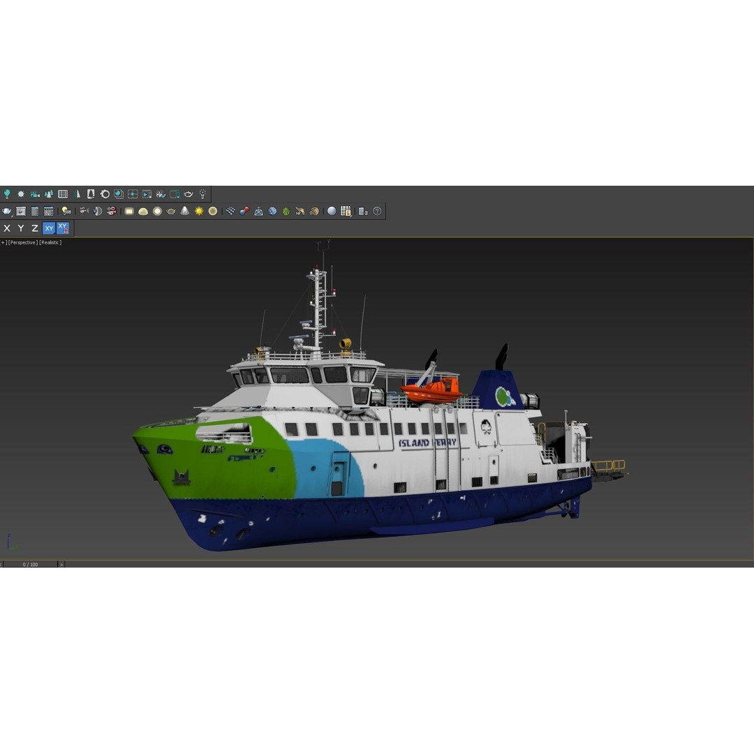 Ro-Pax Ferry 3D Model – High Detail Passenger Vessel, FBX, Game Ready - View 16