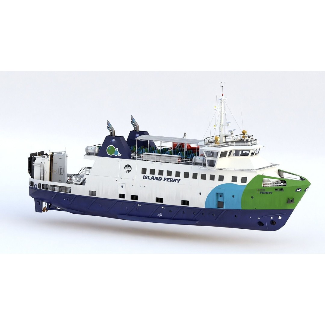 Ro-Pax Ferry 3D Model – High Detail Passenger Vessel, FBX, Game Ready - View 3
