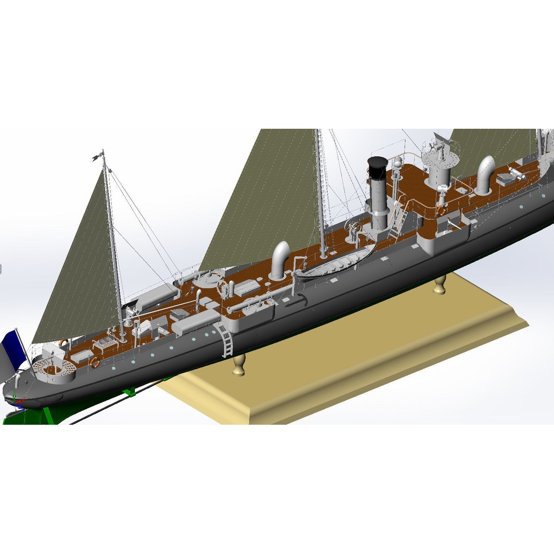 Avizo Torpillear La Bombe 3D Model – Historic Navy Warship, FBX - View 12