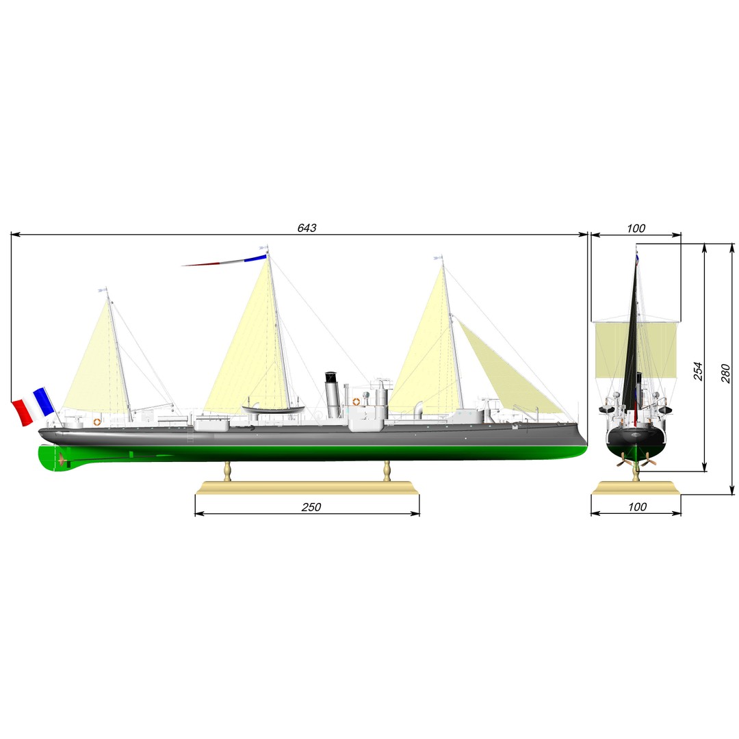 Avizo Torpillear La Bombe 3D Model – Historic Navy Warship, FBX - View 8