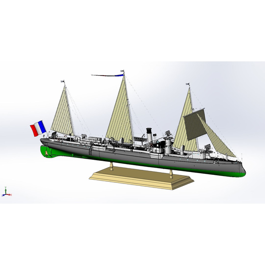 Avizo Torpillear La Bombe 3D Model – Historic Navy Warship, FBX - View 9