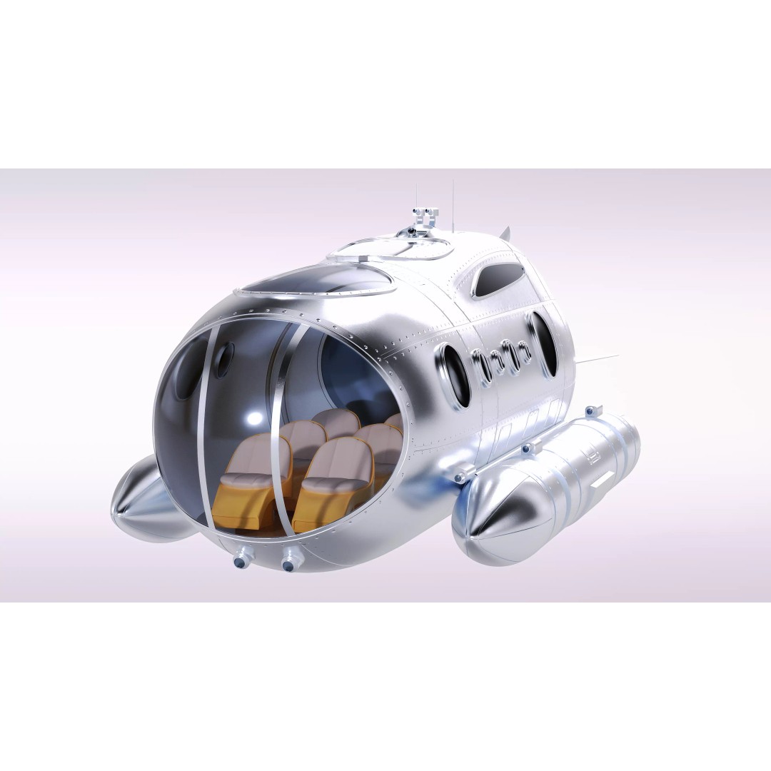 Personal Submersible 3D Model – Realistic Recreational Watercraft, FBX - View 2