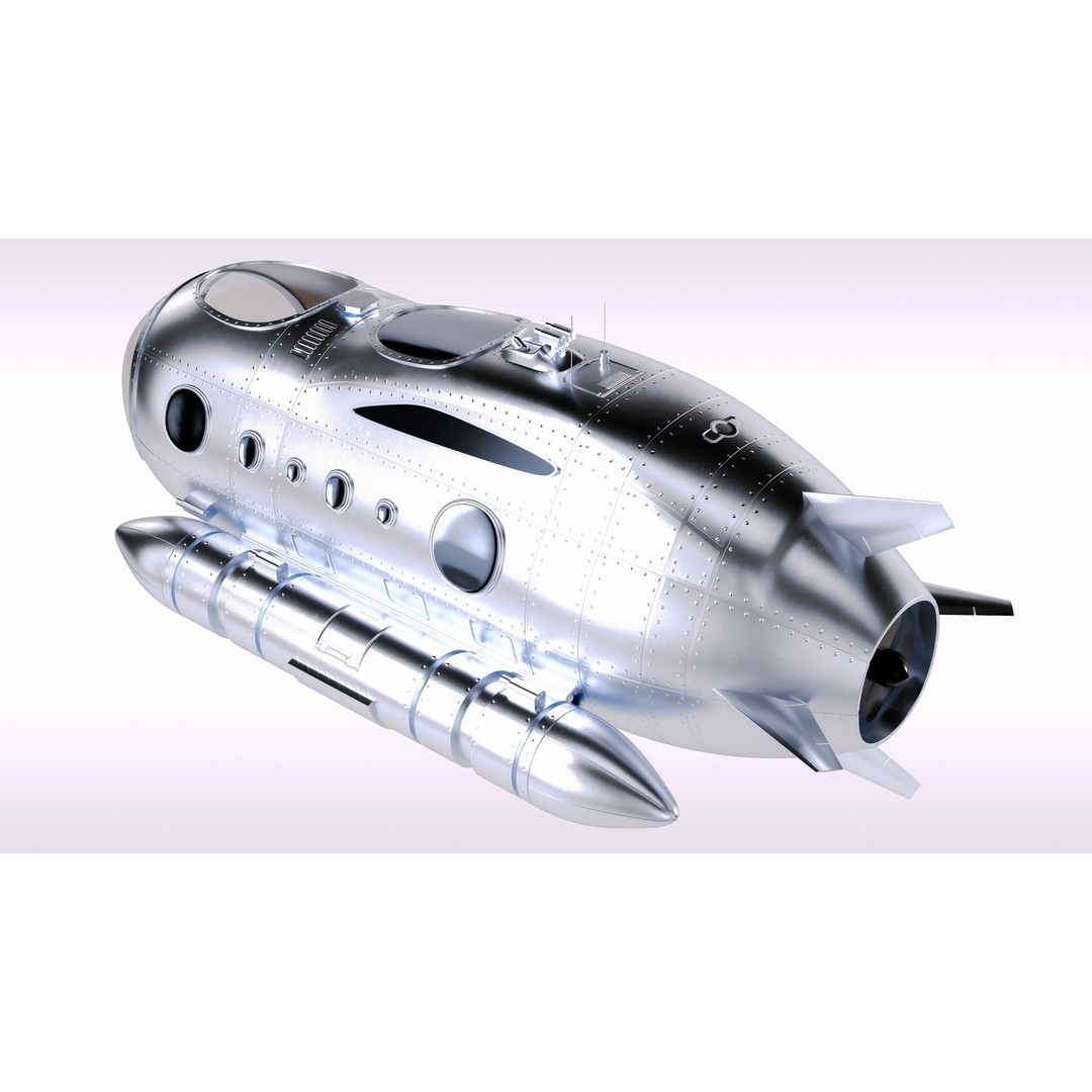 Personal Submersible 3D Model – Realistic Recreational Watercraft, FBX - View 3