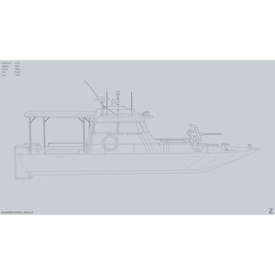 Maritime Patrol Vehicle 3D Model – Low Poly Game Asset, FBX, OBJ