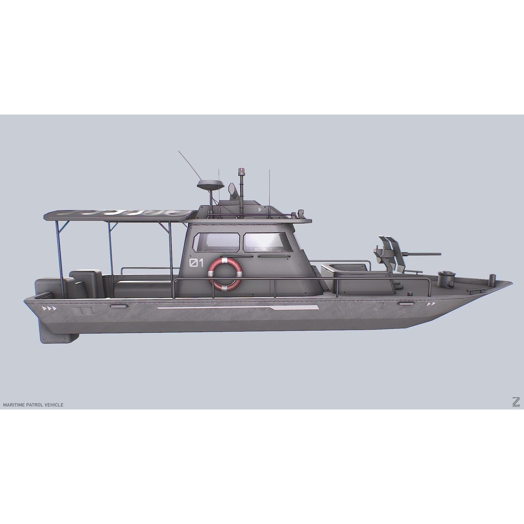 Maritime Patrol Vehicle 3D Model – Low Poly Game Asset, FBX, OBJ - View 8