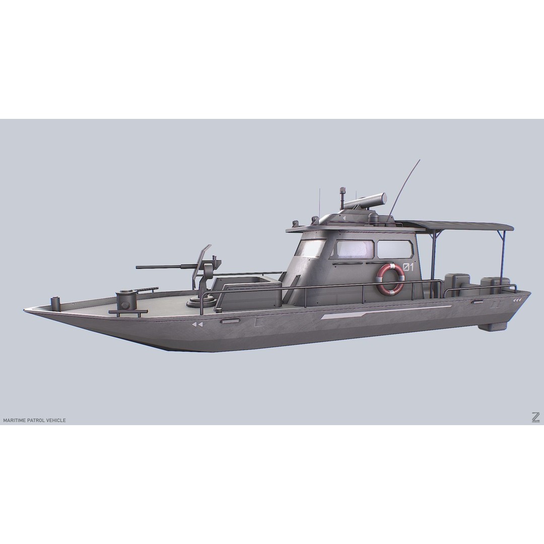 Maritime Patrol Vehicle 3D Model – Low Poly Game Asset, FBX, OBJ - View 9