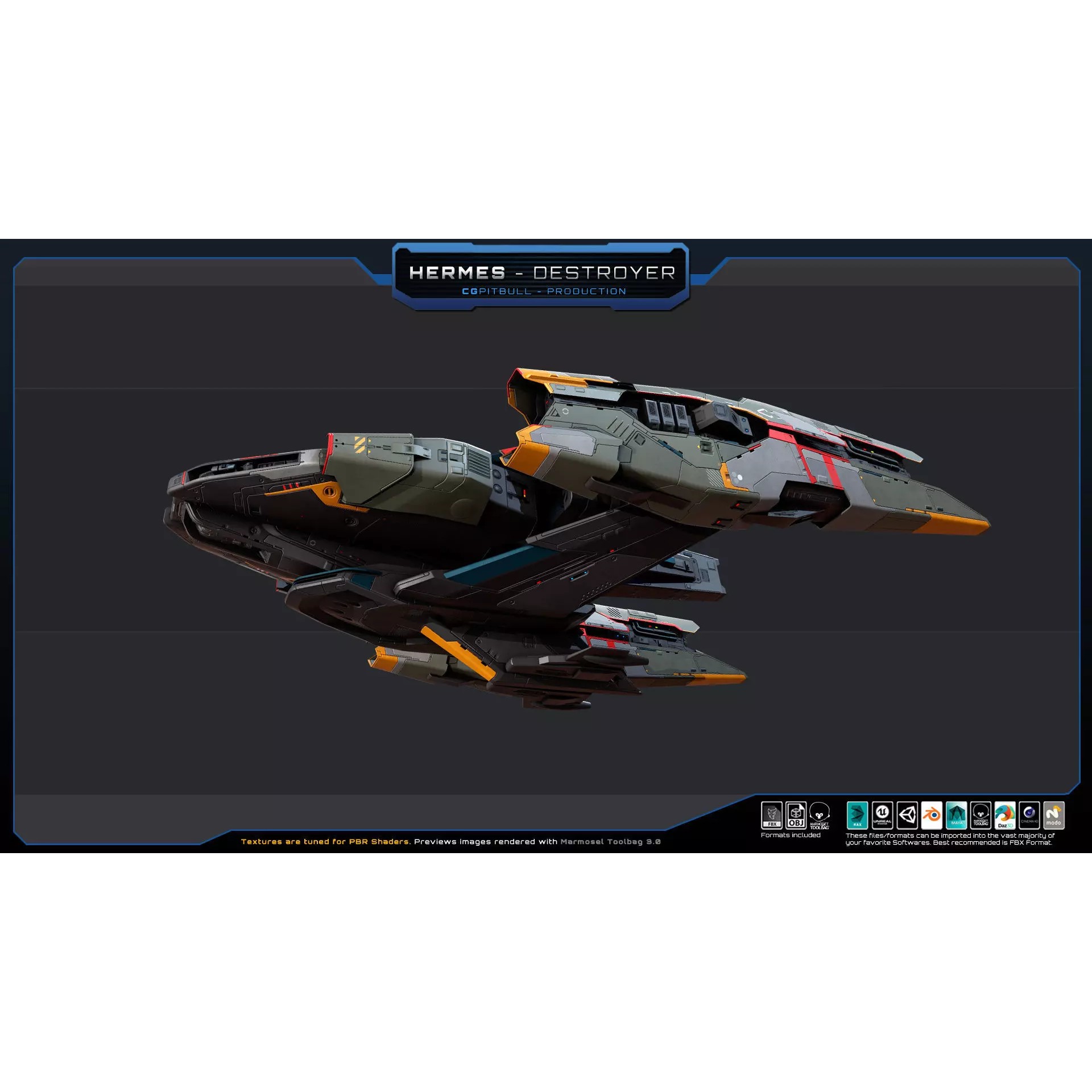 Starships Pack04 - Low-Poly Game-Ready 3D Model - View 10