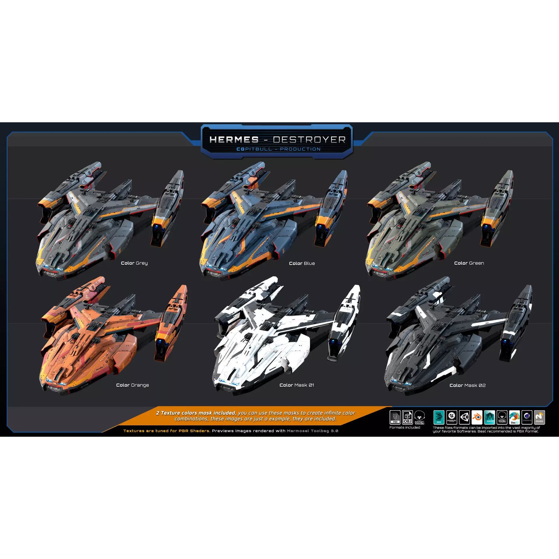 Starships Pack04 - Low-Poly Game-Ready 3D Model - View 11