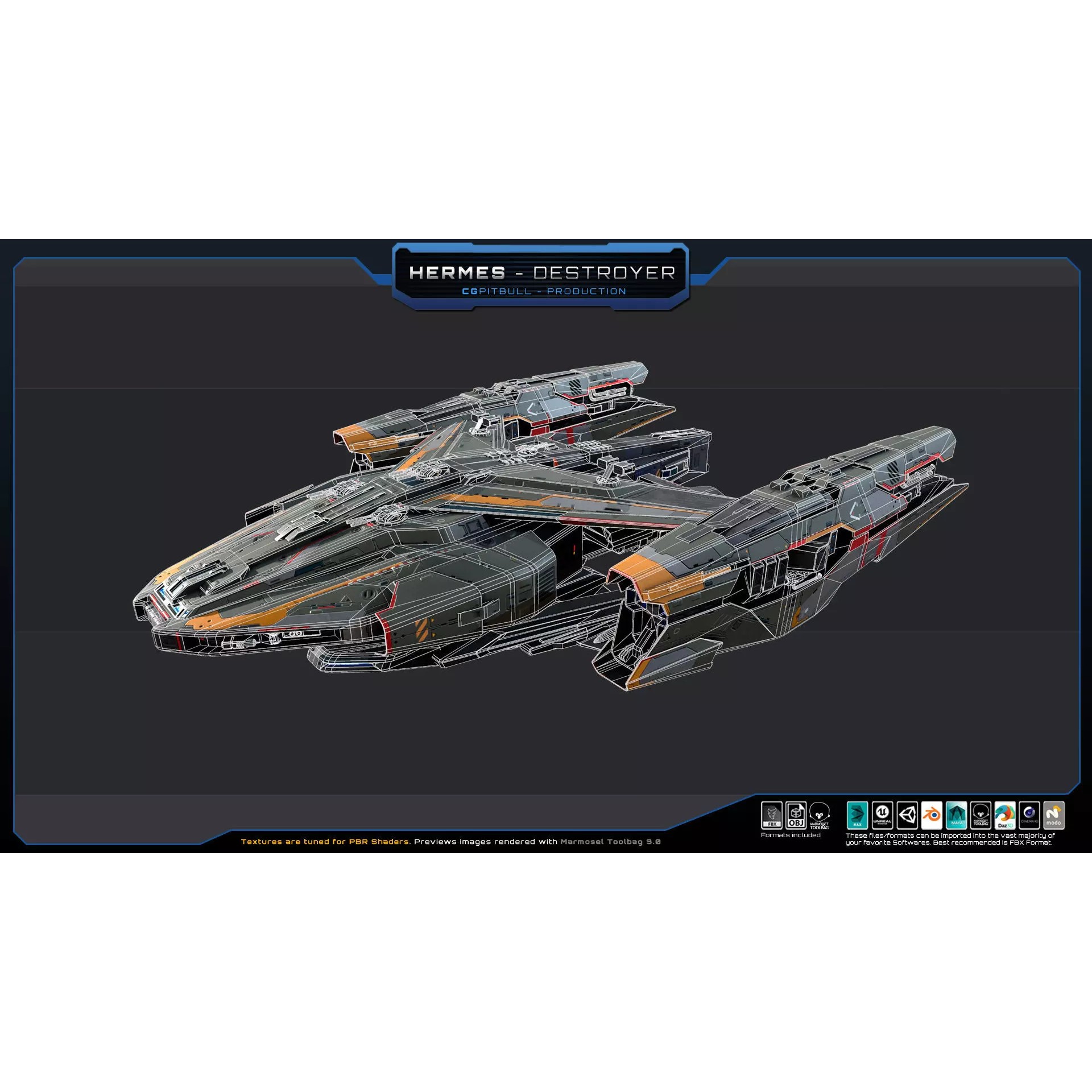 Starships Pack04 - Low-Poly Game-Ready 3D Model - View 12