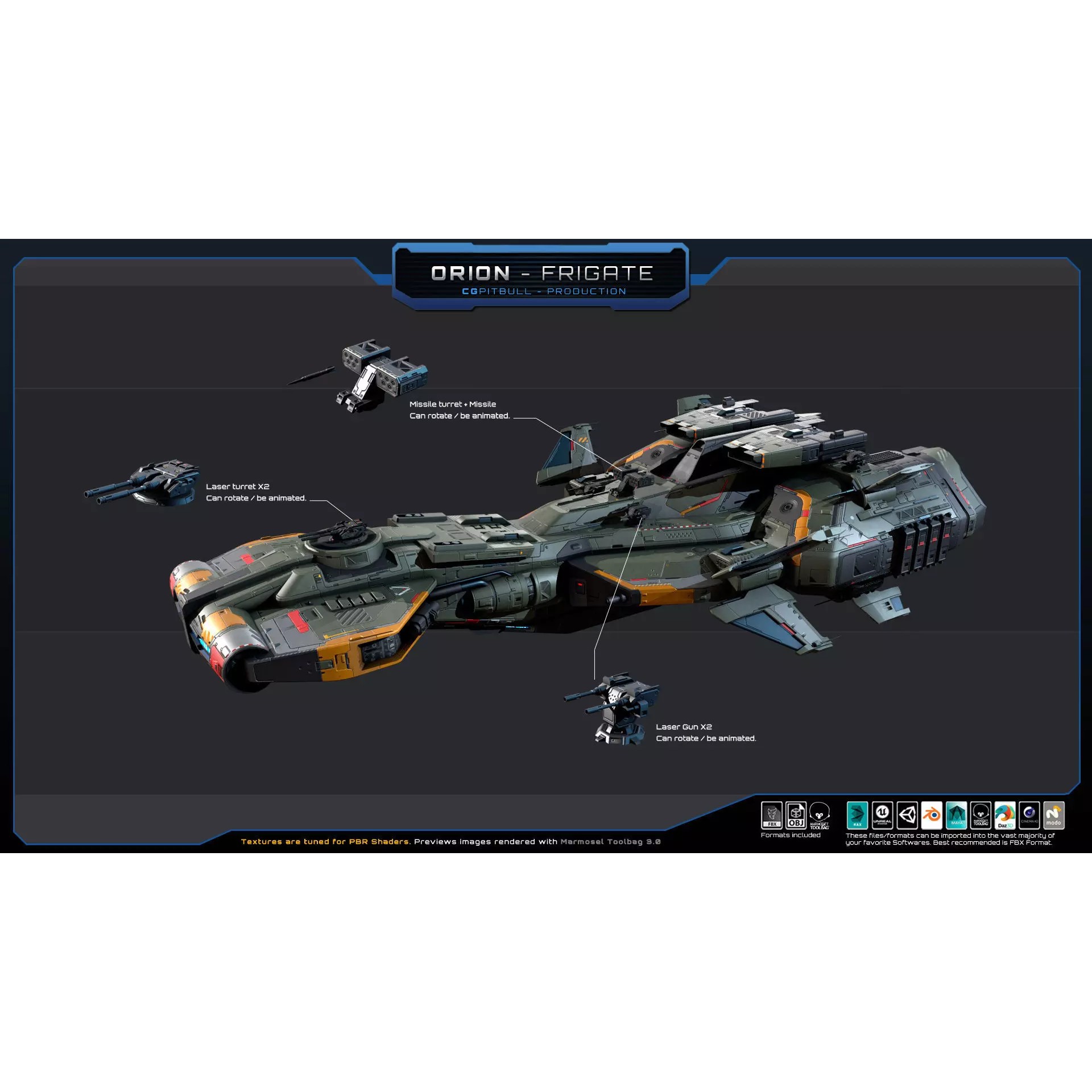 Starships Pack04 - Low-Poly Game-Ready 3D Model - View 15