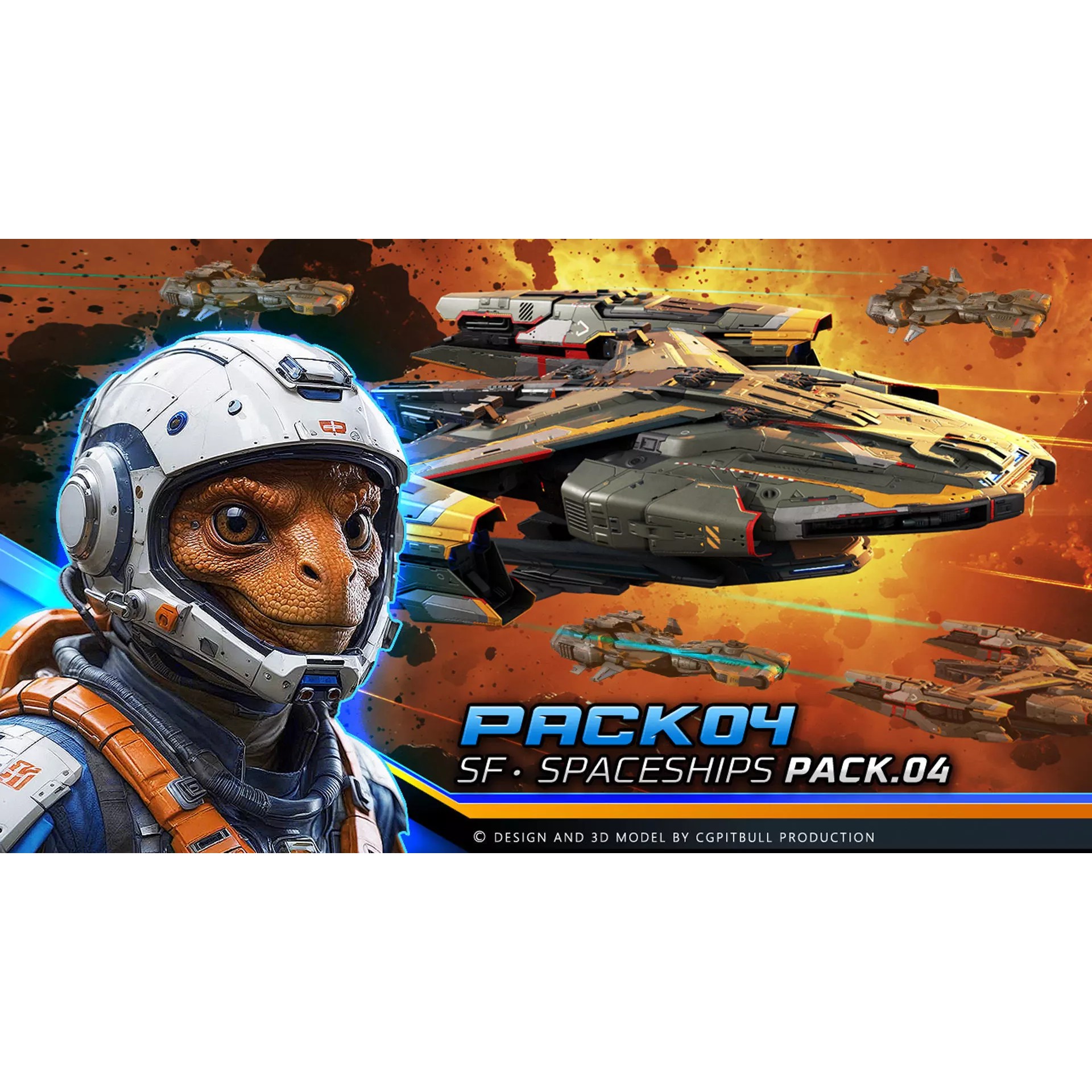 Starships Pack04 - Low-Poly Game-Ready 3D Model - View 2