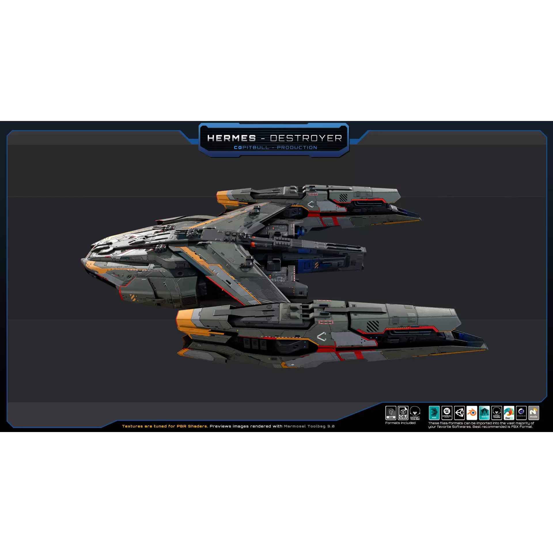 Starships Pack04 - Low-Poly Game-Ready 3D Model - View 5