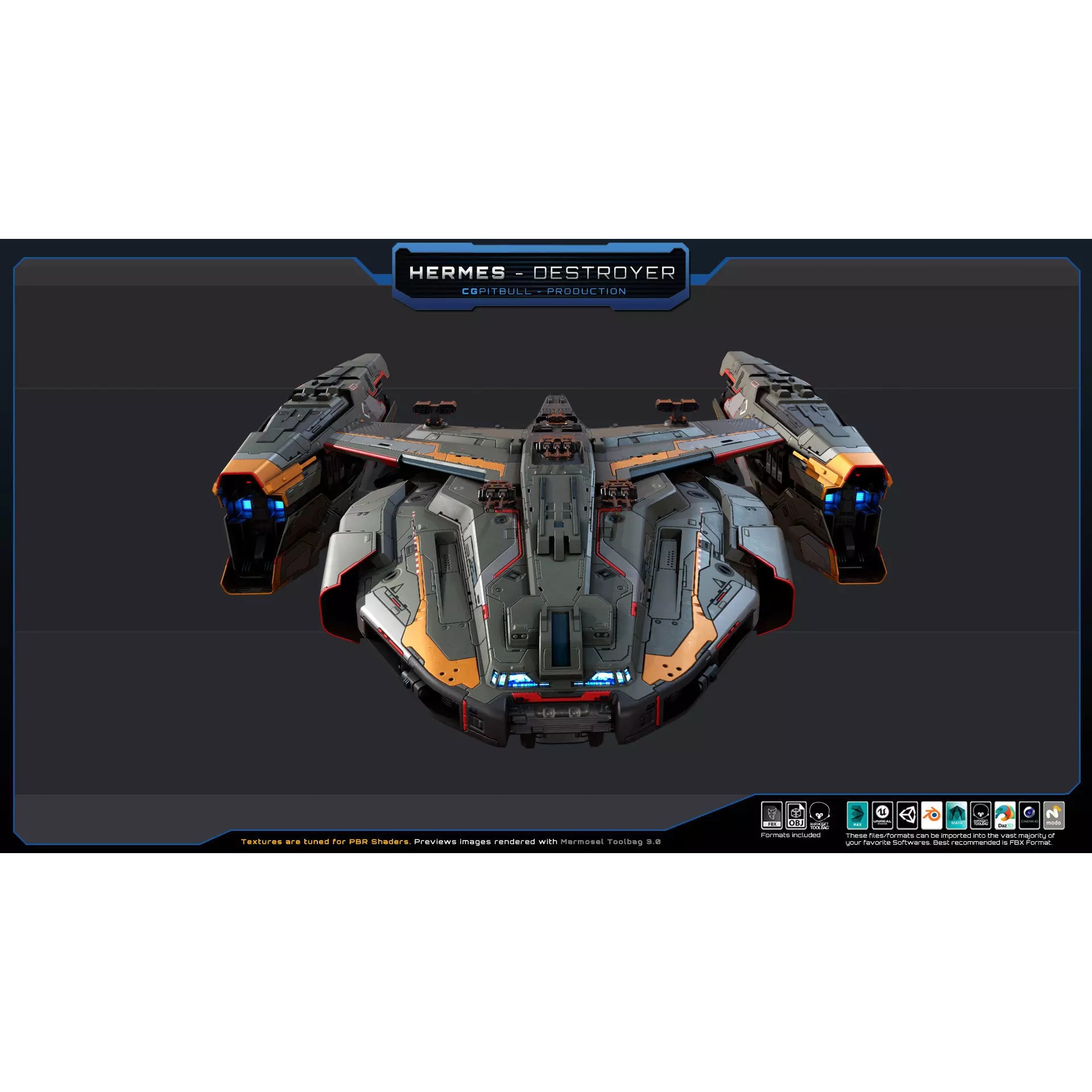 Starships Pack04 - Low-Poly Game-Ready 3D Model - View 6