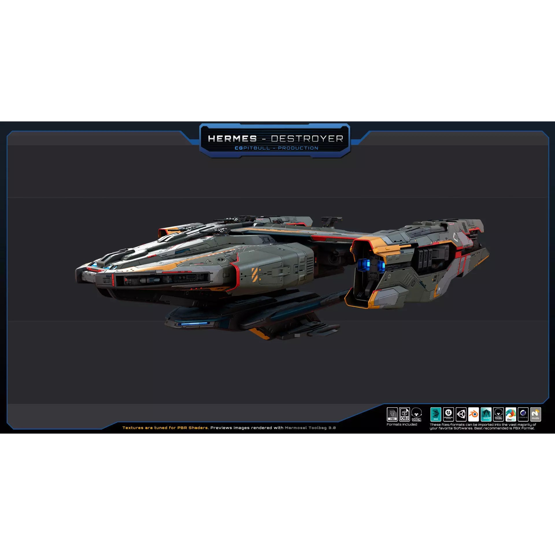 Starships Pack04 - Low-Poly Game-Ready 3D Model - View 7