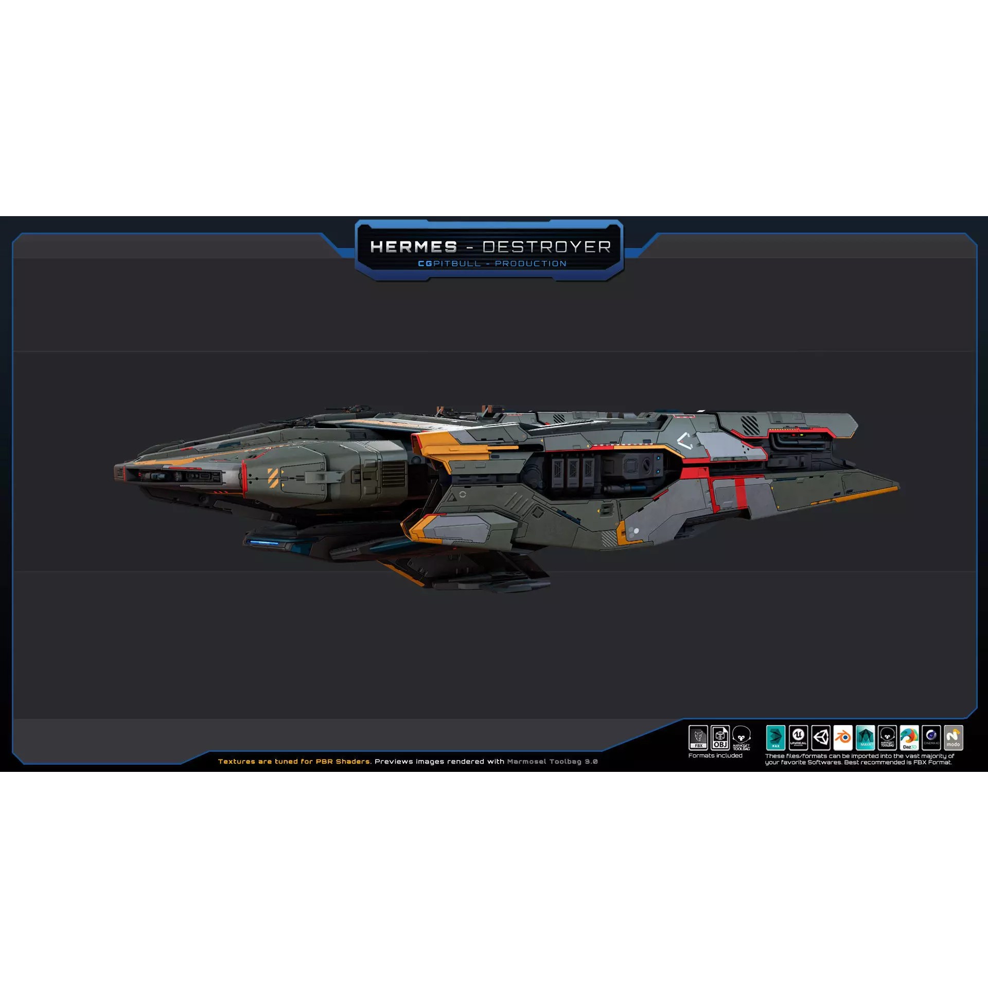 Starships Pack04 - Low-Poly Game-Ready 3D Model - View 8