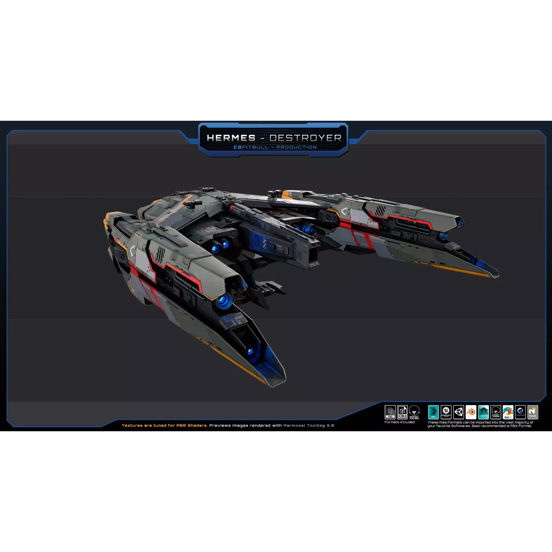 Starships Pack04 - Low-Poly Game-Ready 3D Model - View 9