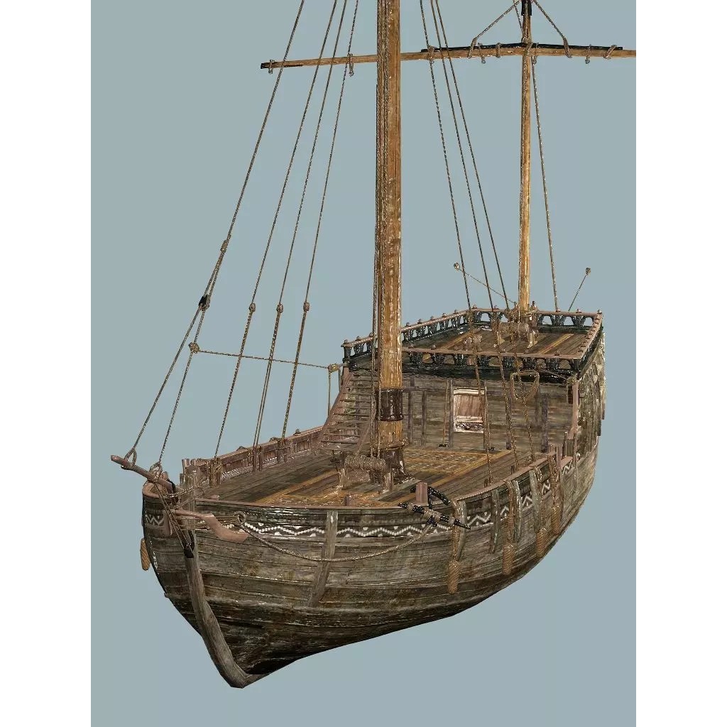 Galeon Ship X1 3D Model – Low Poly Game-Ready Asset, FBX, OBJ - View 11