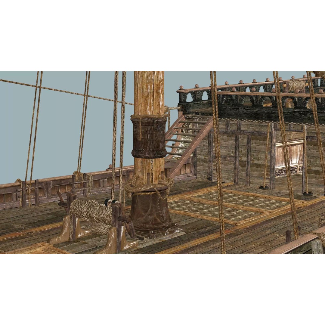 Galeon Ship X1 3D Model – Low Poly Game-Ready Asset, FBX, OBJ - View 13