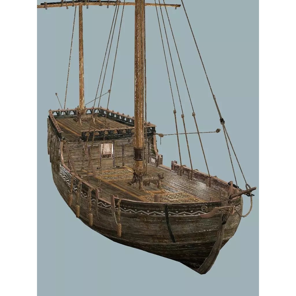 Galeon Ship X1 3D Model – Low Poly Game-Ready Asset, FBX, OBJ - View 14