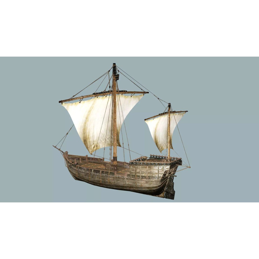 Galeon Ship X1 3D Model – Low Poly Game-Ready Asset, FBX, OBJ - View 3