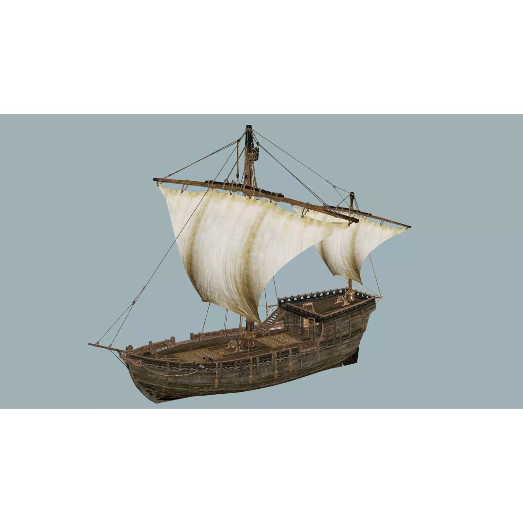 Galeon Ship X1 3D Model – Low Poly Game-Ready Asset, FBX, OBJ - View 4