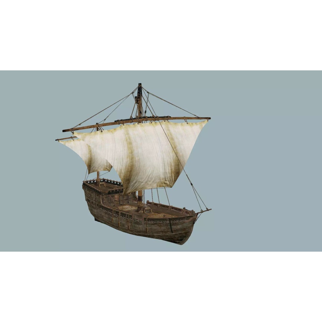 Galeon Ship X1 3D Model – Low Poly Game-Ready Asset, FBX, OBJ - View 6