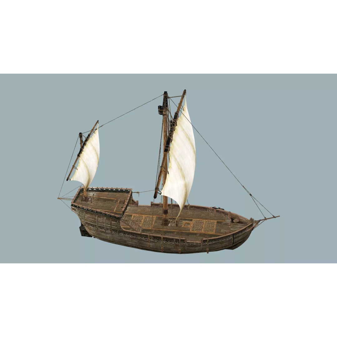 Galeon Ship X1 3D Model – Low Poly Game-Ready Asset, FBX, OBJ - View 7