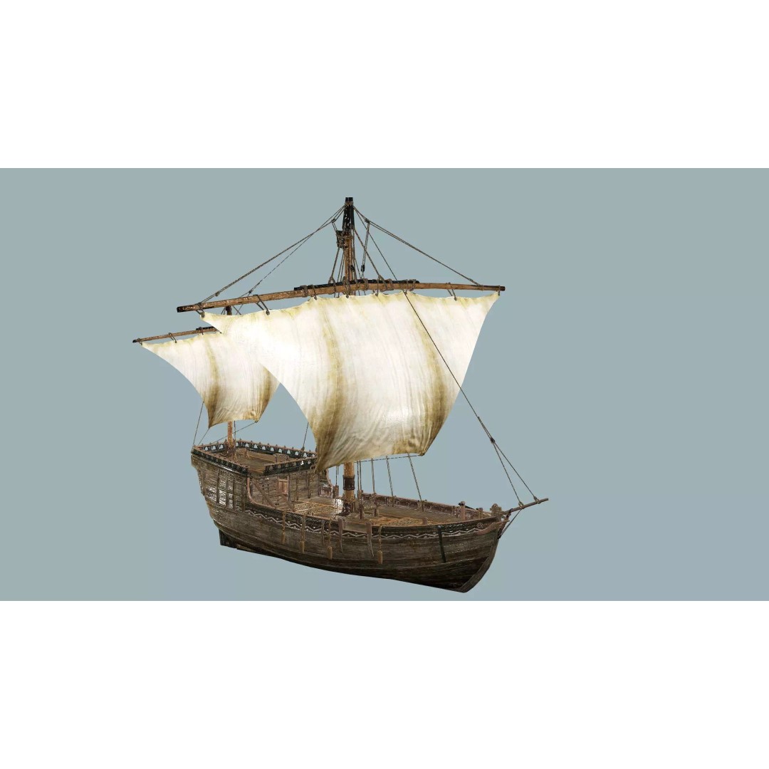 Galeon Ship X1 3D Model – Low Poly Game-Ready Asset, FBX, OBJ - View 8