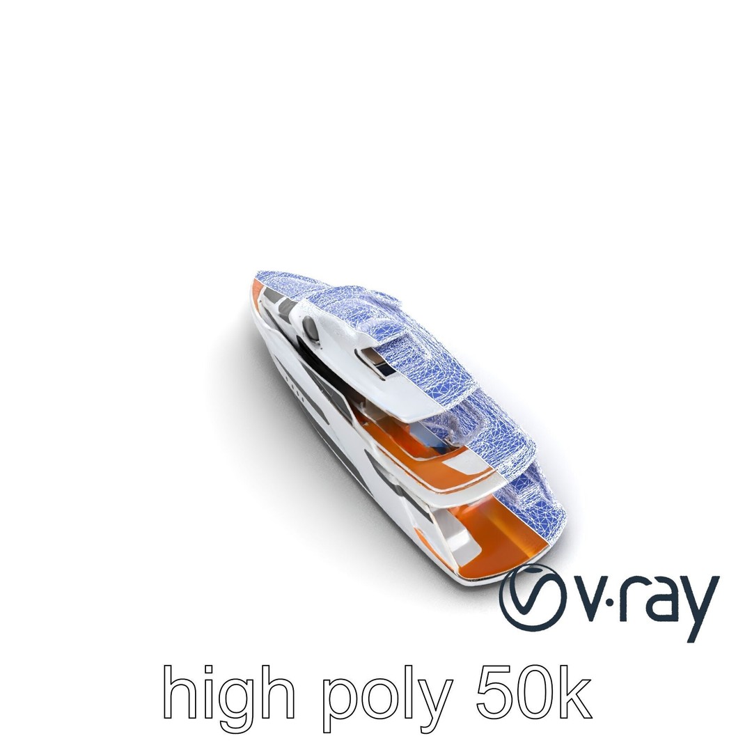 Futuristic Mega Yacht 3D Model – Low Poly Game Asset, FBX & PBR Textures