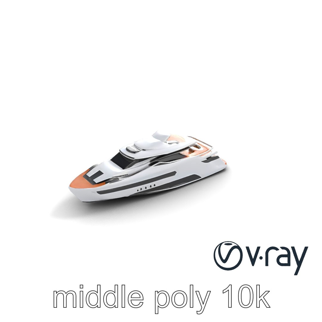 Futuristic Mega Yacht 3D Model – Low Poly Game Asset, FBX & PBR Textures - View 10