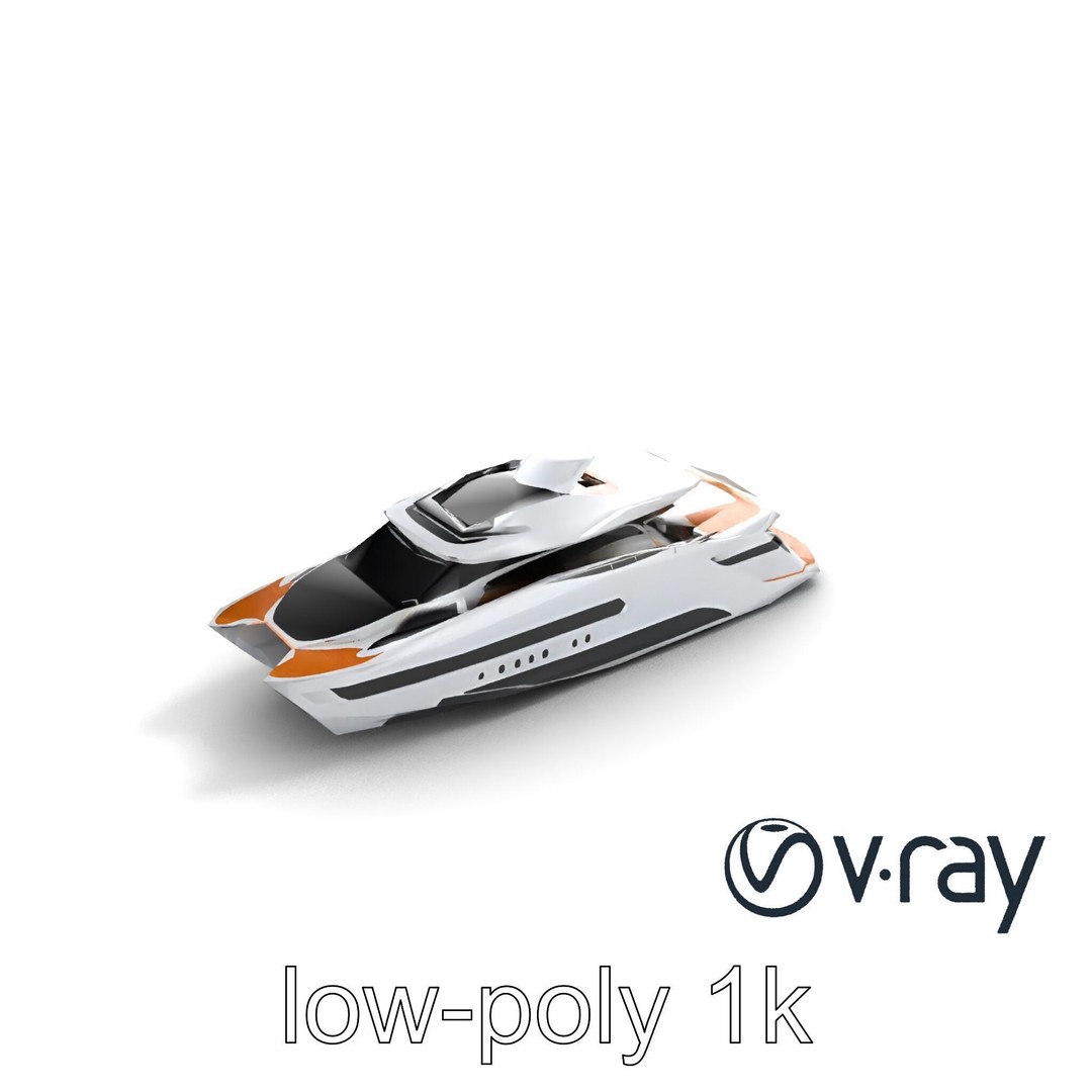 Futuristic Mega Yacht 3D Model – Low Poly Game Asset, FBX & PBR Textures - View 11