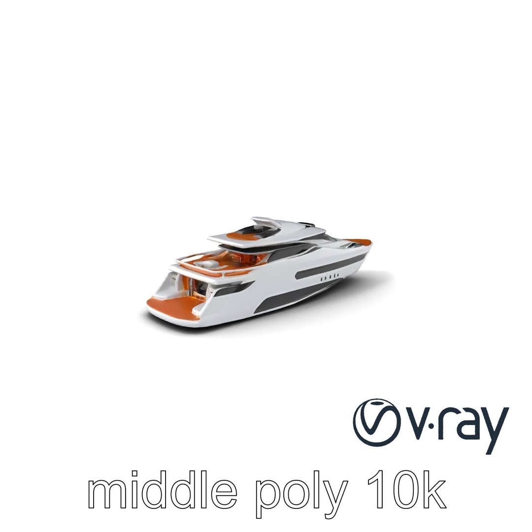 Futuristic Mega Yacht 3D Model – Low Poly Game Asset, FBX & PBR Textures - View 4