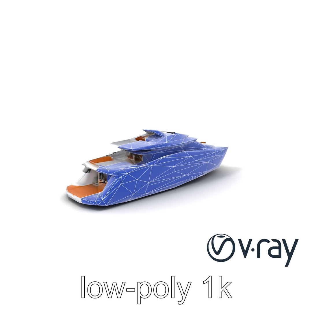 Futuristic Mega Yacht 3D Model – Low Poly Game Asset, FBX & PBR Textures - View 8