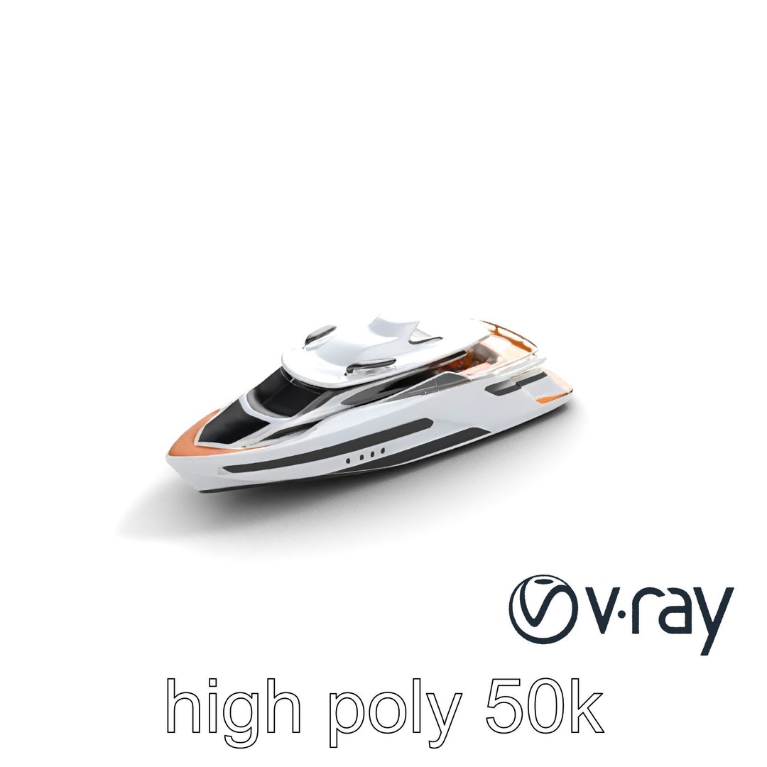 Futuristic Mega Yacht 3D Model – Low Poly Game Asset, FBX & PBR Textures - View 9