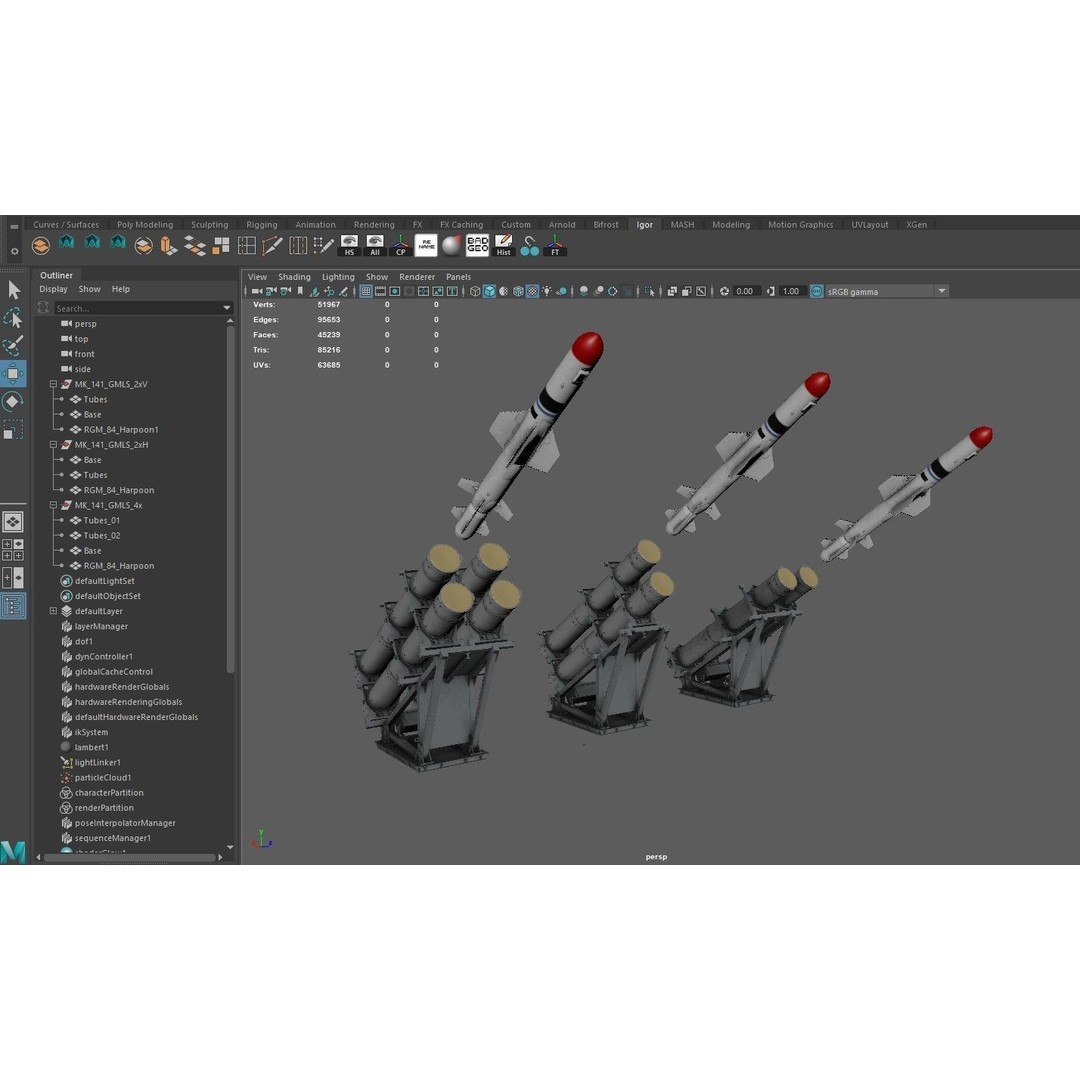 Mk 141 Harpoon 3D Model – High Poly Naval Launcher, FBX, PBR Textures