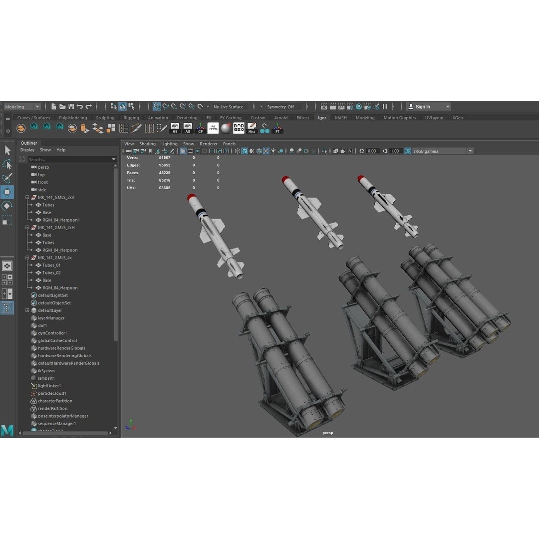 Mk 141 Harpoon 3D Model – High Poly Naval Launcher, FBX, PBR Textures - View 15