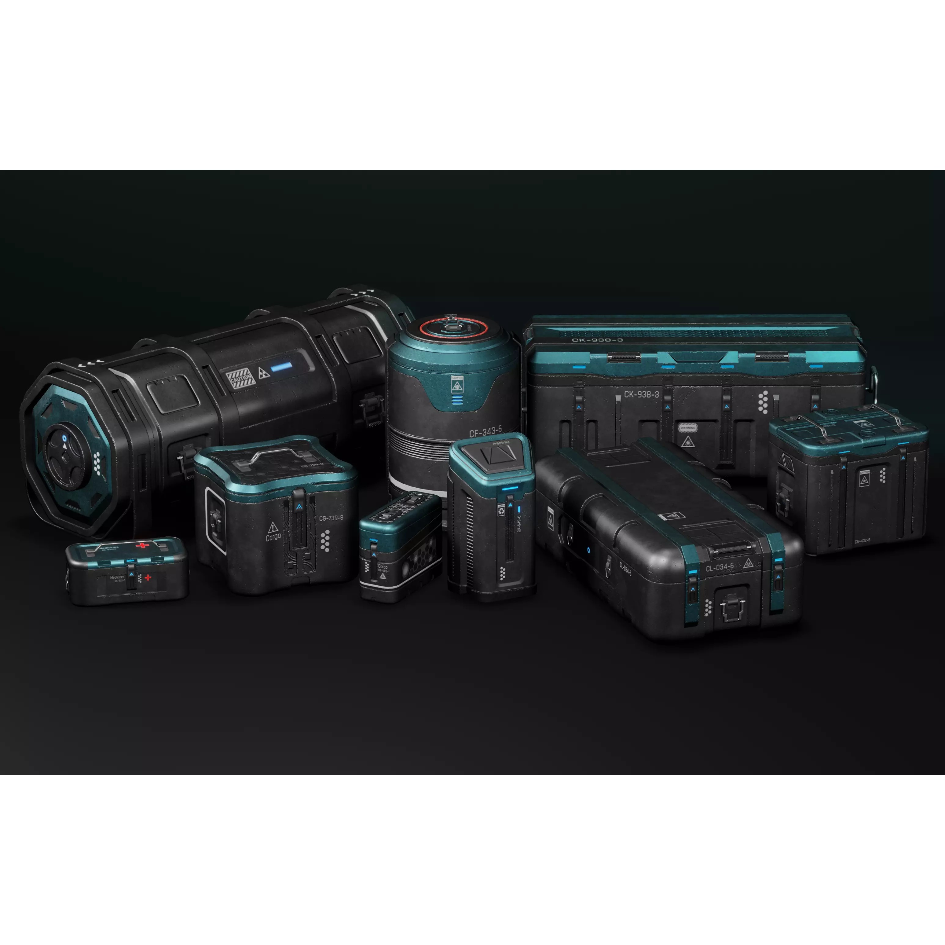 Sci-fi Military Crate Pack - Low-Poly Game-Ready 3D Model - View 2