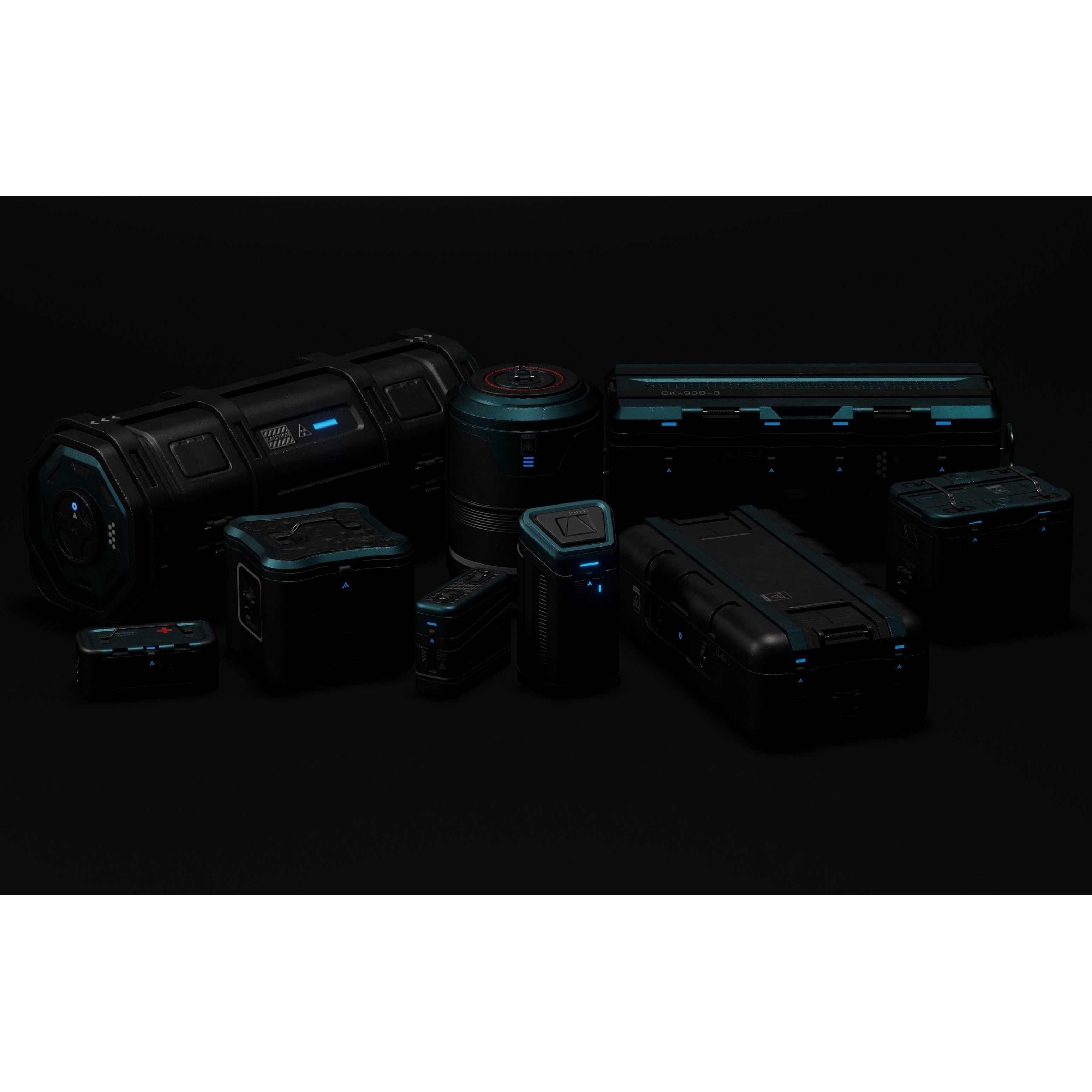 Sci-fi Military Crate Pack - Low-Poly Game-Ready 3D Model - View 3