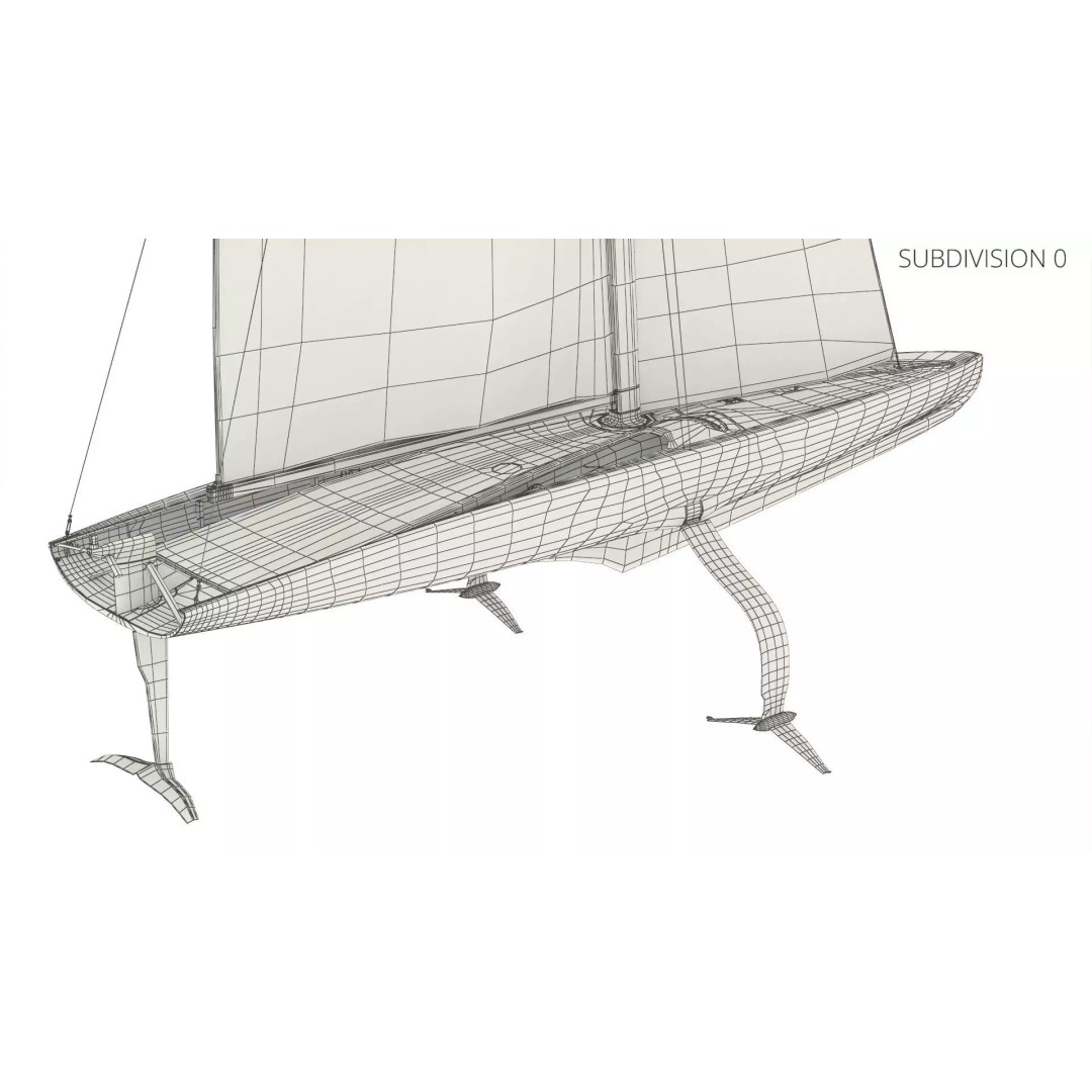 Prada Cup AC75 Sailboat Luna Rossa 3D Model – High Poly PBR Asset, FBX, OBJ - View 10