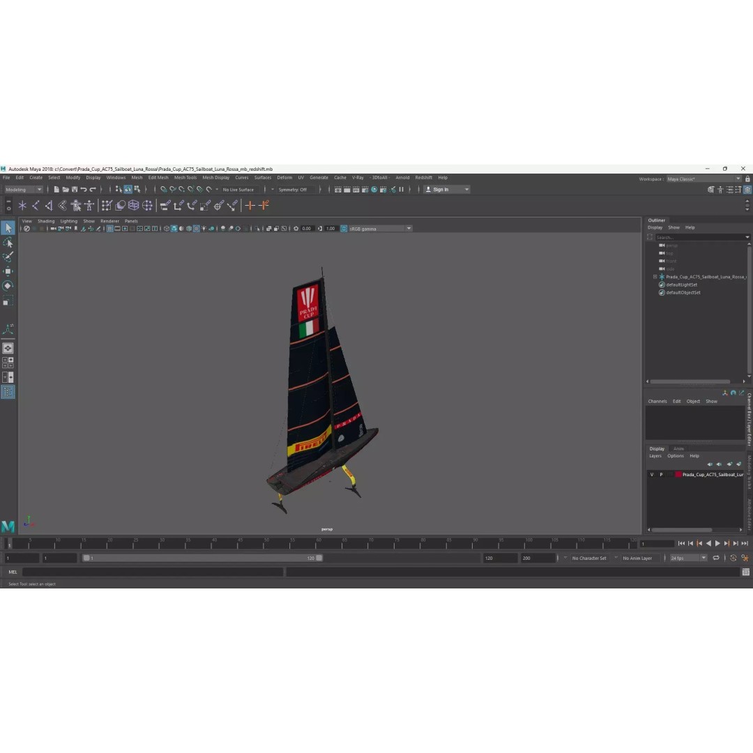 Prada Cup AC75 Sailboat Luna Rossa 3D Model – High Poly PBR Asset, FBX, OBJ - View 15