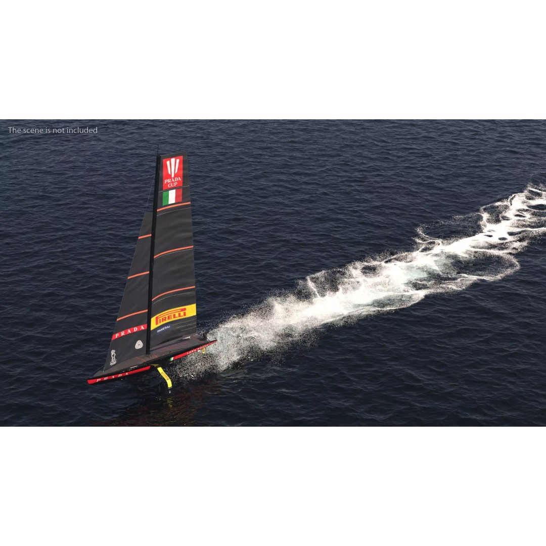 Prada Cup AC75 Sailboat Luna Rossa 3D Model – High Poly PBR Asset, FBX, OBJ - View 2