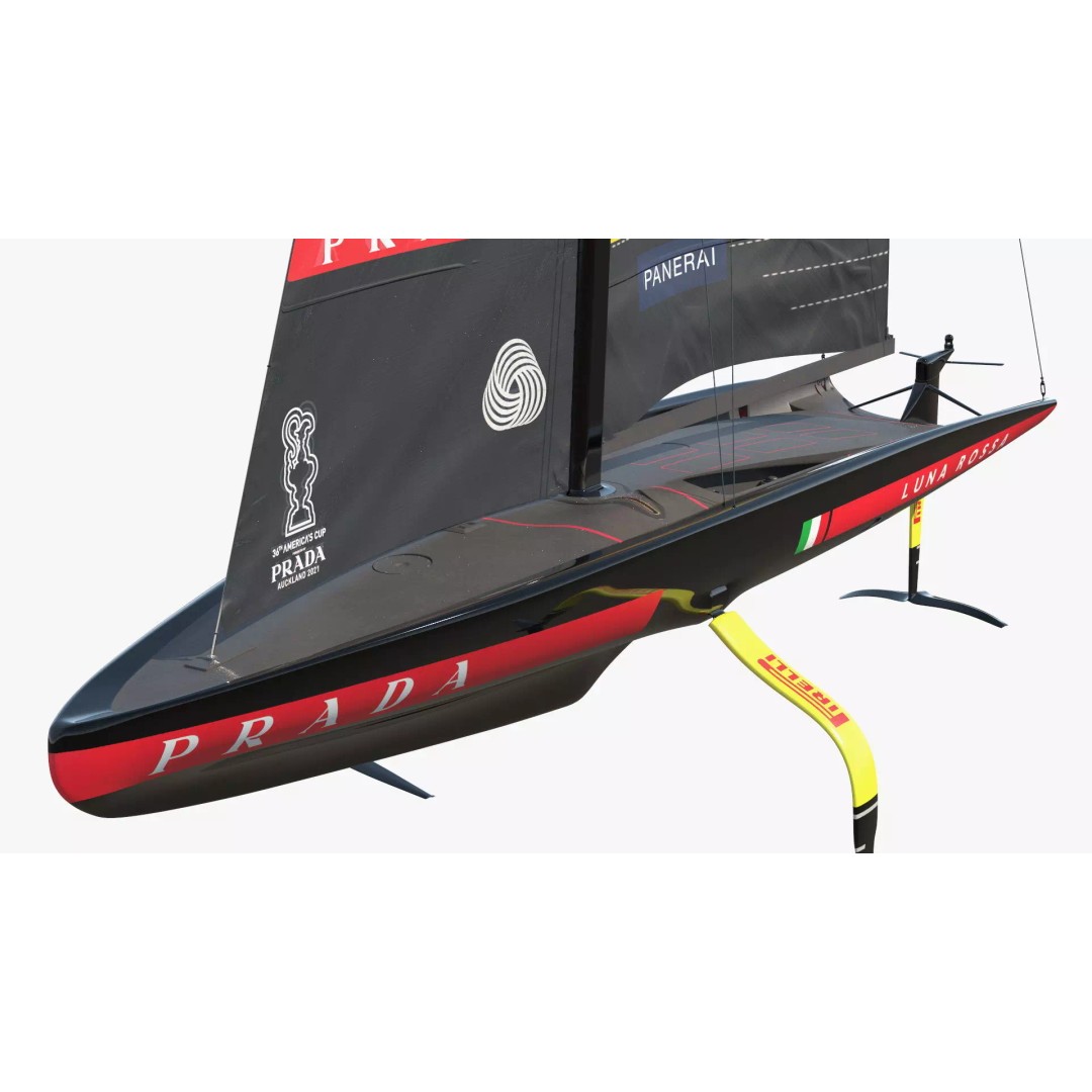Prada Cup AC75 Sailboat Luna Rossa 3D Model – High Poly PBR Asset, FBX, OBJ - View 5