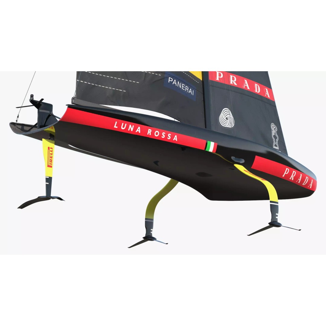 Prada Cup AC75 Sailboat Luna Rossa 3D Model – High Poly PBR Asset, FBX, OBJ - View 7