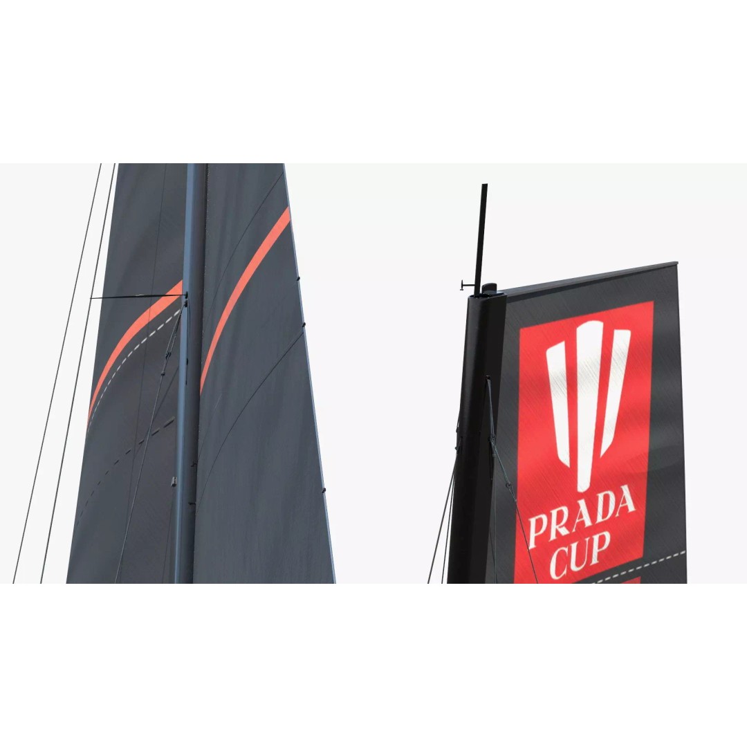 Prada Cup AC75 Sailboat Luna Rossa 3D Model – High Poly PBR Asset, FBX, OBJ - View 8