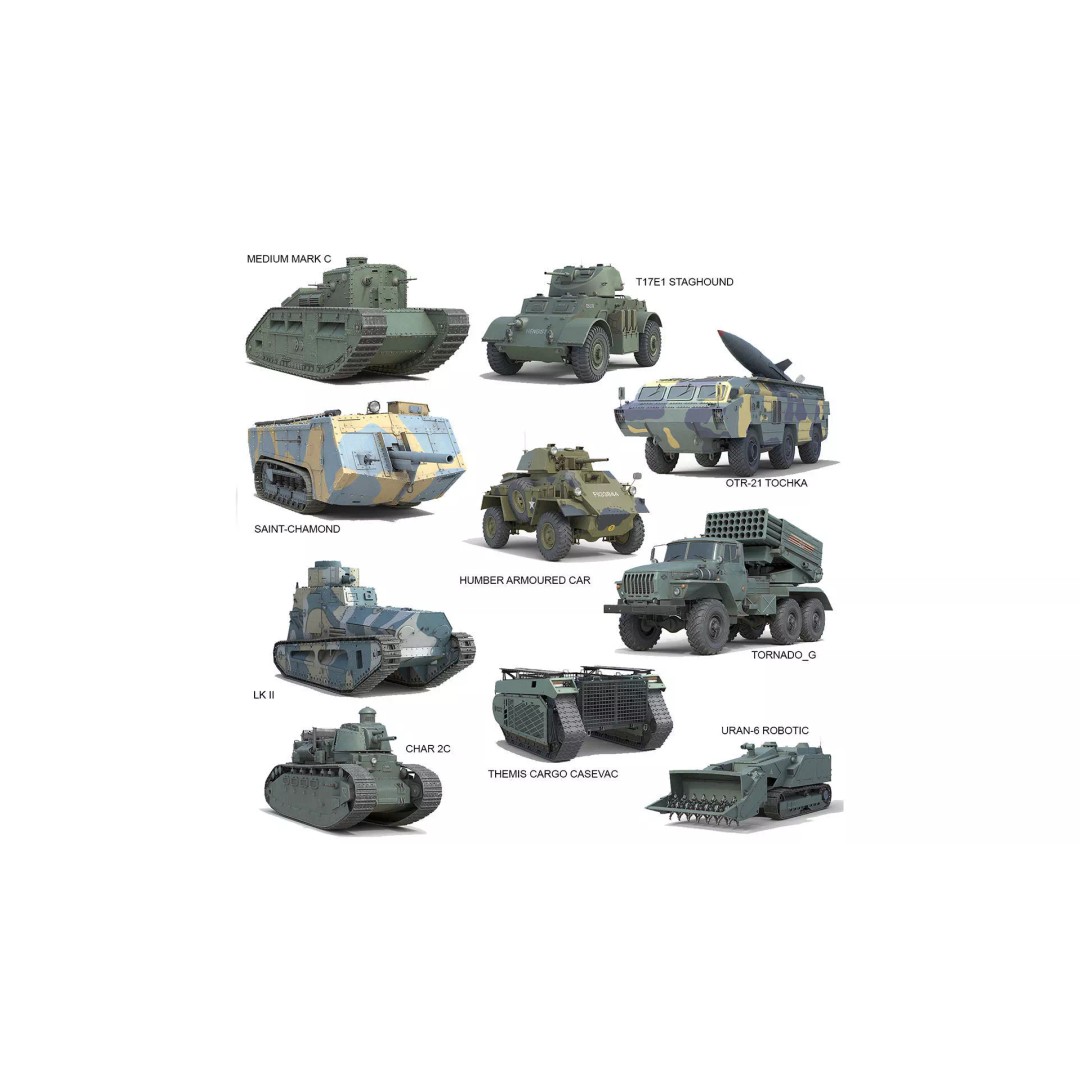 Military Vehicles 3D Model – Low Poly Collection, Game Ready, FBX - View 2