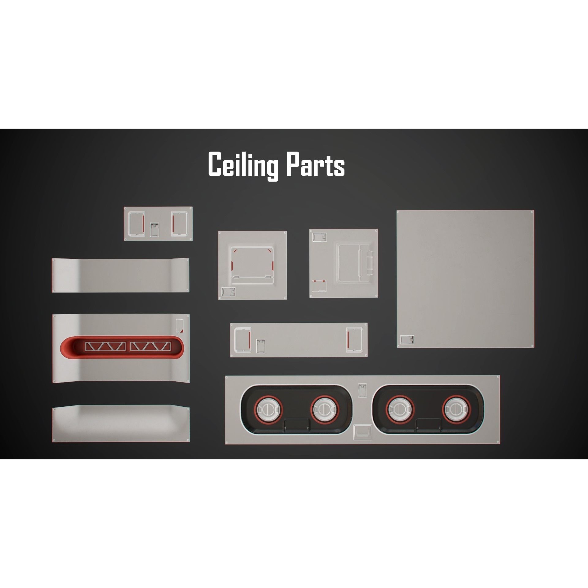 Sci-Fi Modular Spaceship Parts - Low-Poly Game-Ready 3D Model - View 10