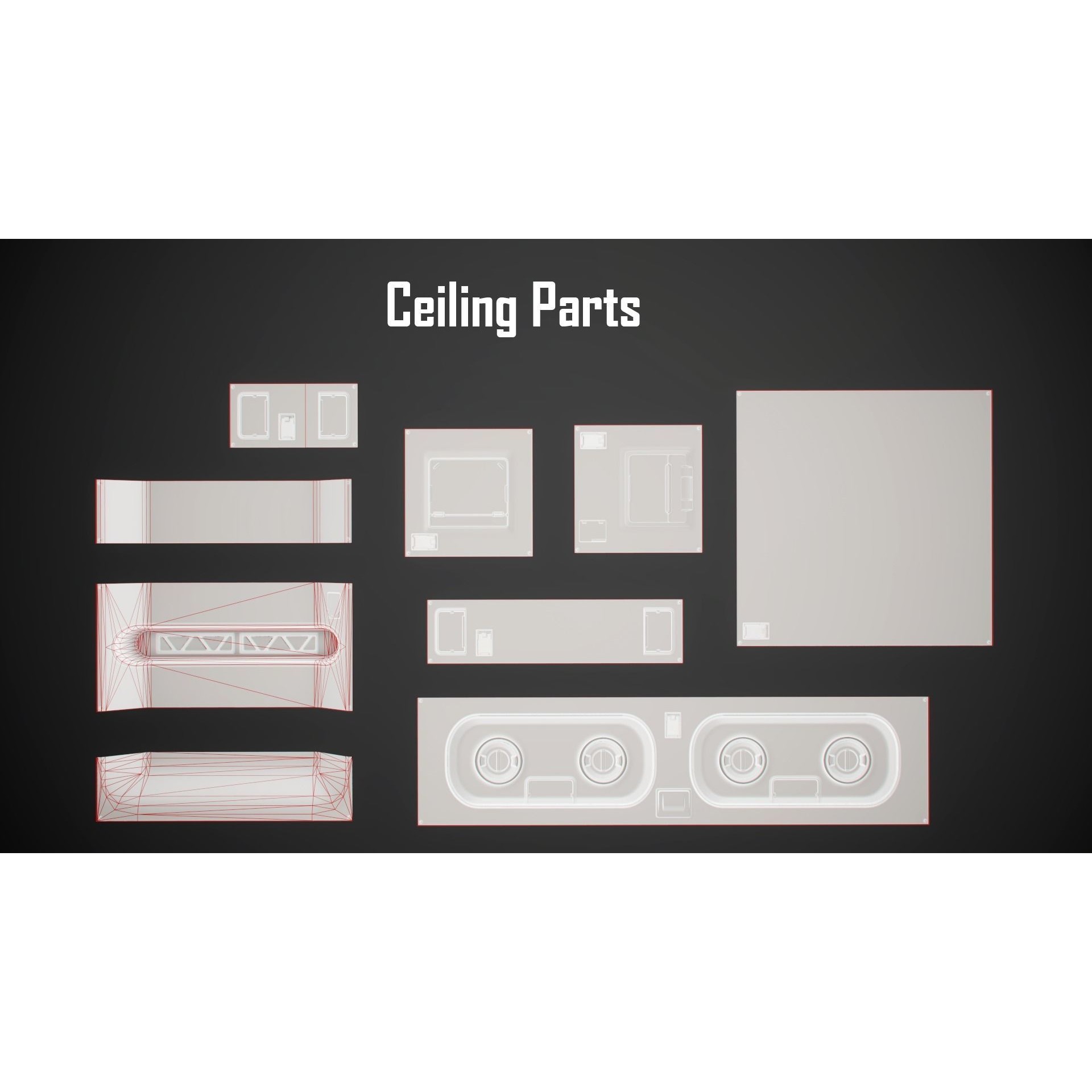 Sci-Fi Modular Spaceship Parts - Low-Poly Game-Ready 3D Model - View 11