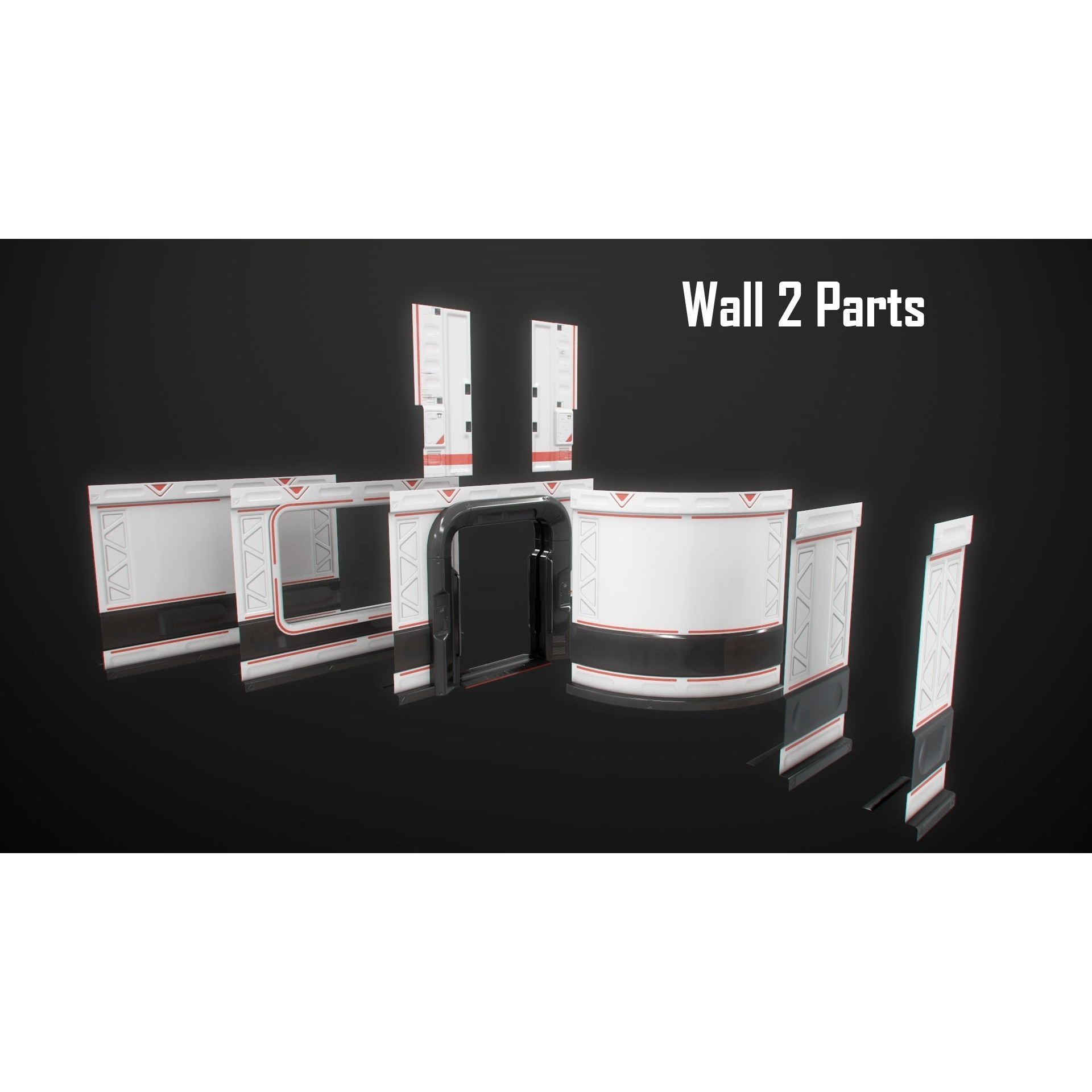 Sci-Fi Modular Spaceship Parts - Low-Poly Game-Ready 3D Model - View 24